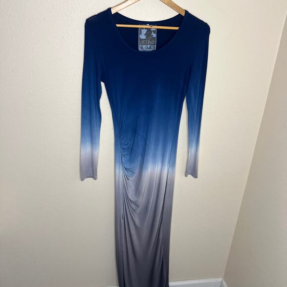 Young Fabulous & Broke Blue Gray Ombre Long Sleeve Maxi Dress XS - Picture 1 of 10